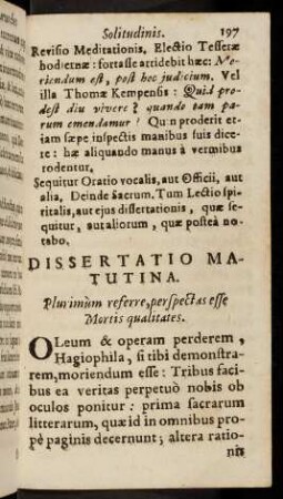 197-215, Dissertatio Matutina