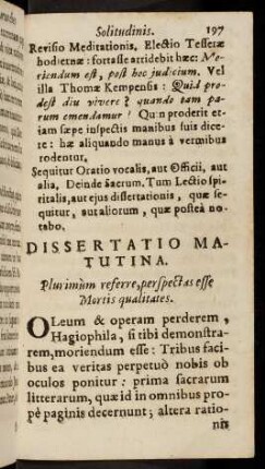 197-215, Dissertatio Matutina