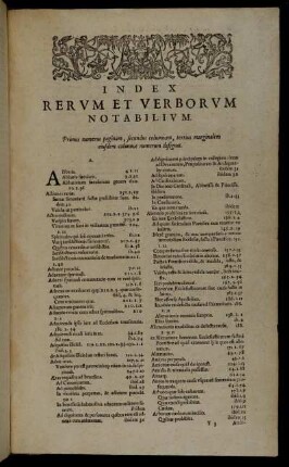 Index Rerum Et Verborum Notabilium.