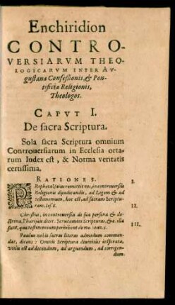 Caput I. De sacra Scriptura.