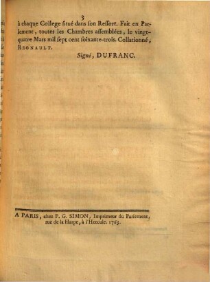 Extrait Des Registres Du Parlement : Du 24 Mars 1763.