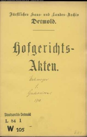Wehmeyer, Bartold in Detmold gegen Hoftrompeter Friedr. Moritz Gudereisen - Hausmiete