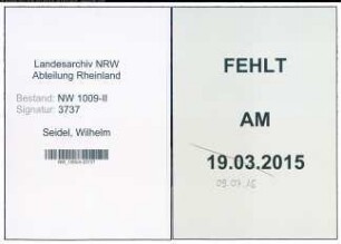 Entnazifizierung Wilhelm Seidel , geb. 04.07.1897 (Kaufmann)