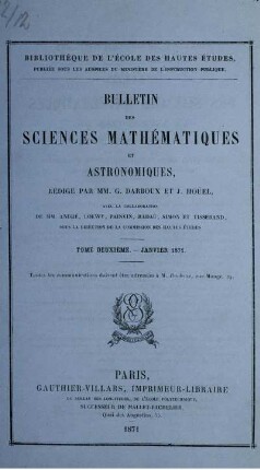 Tome Deuxieme. - Janvier 1871.