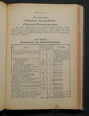 Zweite Abteilung. Besondere Sammelfonds. Kämmerei-Nebenrechnungen.