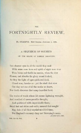 The fortnightly review. 53. 1890 = N.S., Vol. 47