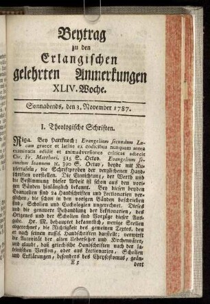 XLIV. Woche. Sonnabends, den 3. November. 1787.