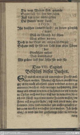 Das VIII. Capitel. Beschluß dieses Buches