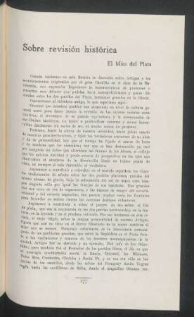 Sobre revisión histórica : El Mito de Plata