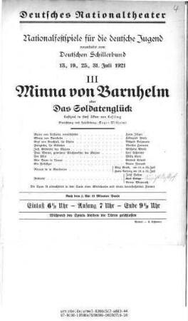 Minna von Barnhelm oder Das Soldatenglück