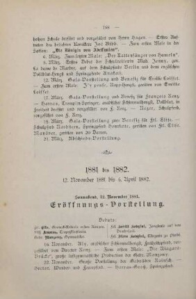 1881 bis 1882, 12. November 1881 bis 6. April 1882
