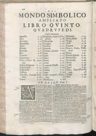 Del Mondo Simbolico Ampliato Libro Qvinto. Qvadrvpedi, e loro attenenti.