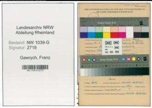 Entnazifizierung Franz Gawrych , geb. 31.07.1900 (Lehrer)