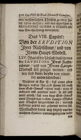 Das VIII. Capitel: Von der Erudition Ihrer Richtschnur/und von Ihrem Haupt-Modell.