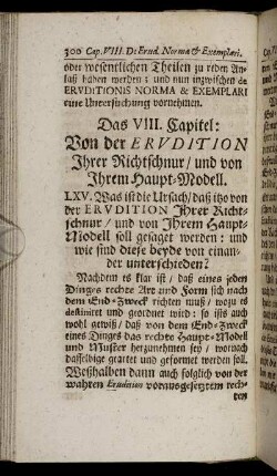 Das VIII. Capitel: Von der Erudition Ihrer Richtschnur/und von Ihrem Haupt-Modell.