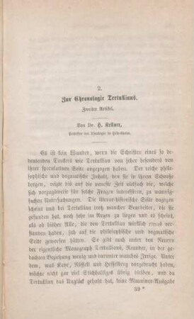 585-609 Zur Chronologie Tertullians : zweiter Artikel