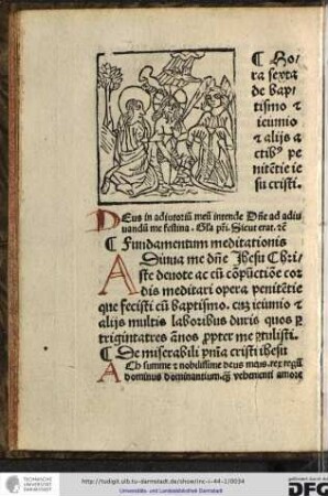 Hora sexta de baptismo et ieiunio et aliis actibus penitentie Iesu Cristi.