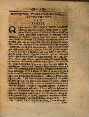 Dissertatio philosophica, qua ex systemate harmoniae praestabilitae deducuntur existentia et attributa Dei