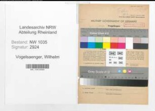 Entnazifizierung Wilhelm Vogelsaenger , geb. 24.02.1897 (Steiger)
