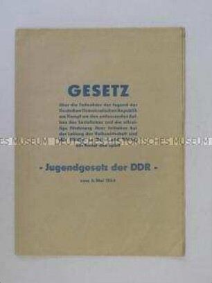 Sonderdruck mit dem Wortlaut des Jugendgesetzes der DDR