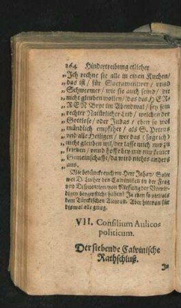 VII. Consilium Aulico-politicum.