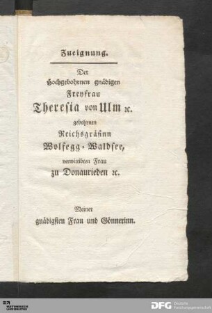 Zueignung.