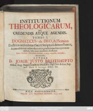 T. 1: Dogmaticus : De Deo, & Homine
