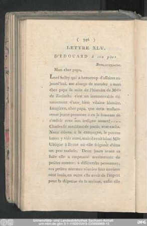 Lettre XLV. D'Edouard à son père. Berne, ce 29 juillet.