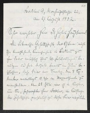 Brief von Waldemar von Grumbkow an Gerhart Hauptmann