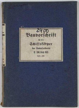 Bauvorschrift Schiffskörper für Unterseeboote vom Typ II C