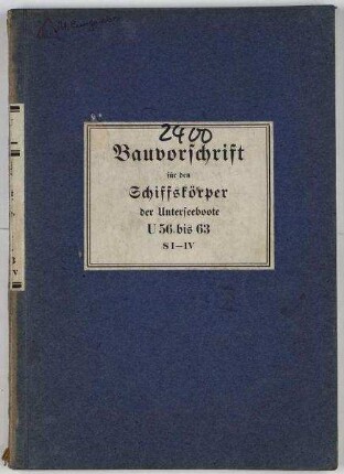 Bauvorschrift Schiffskörper für Unterseeboote vom Typ II C