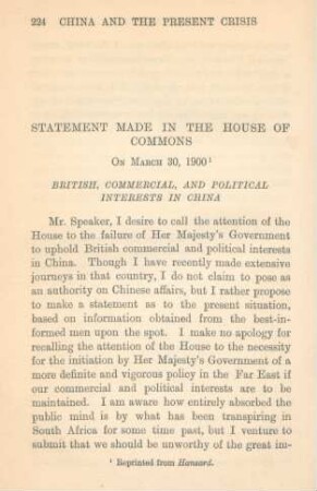 Statement made in the House of Commons
