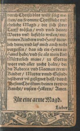 Für eine arme Magd.