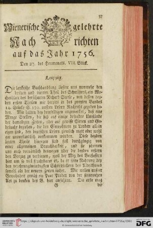Den 27. des Heumonats. VIII. Stück