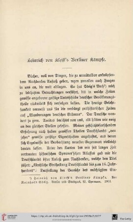 Heinrich von Kleist's Berliner Kämpfe