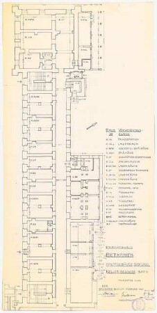 Evangelisches Diakonissenkrankenhaus Bethanien, Berlin-Kreuzberg Hauptgebäude-Südflügel: Grundriss KG 1:100