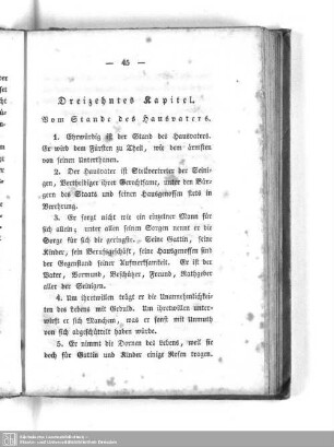 Dreizehntes Kapitel. Vom Stande des Hausvaters