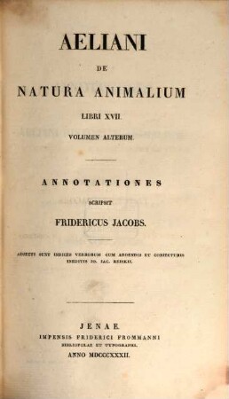 Aeliani de natura animalium libri septemdecim. 2, Annotationes