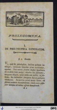 I. De Philosophia Generatim.
