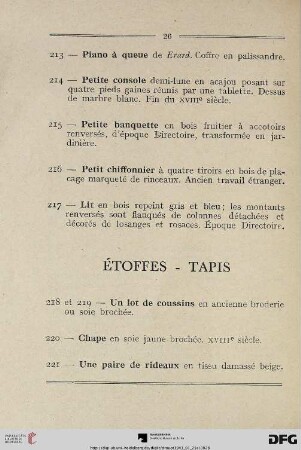 Étoffes – Tapis (Nr. 218-237)