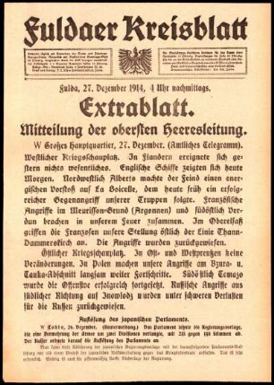 Ausgabe vom Sonntag, den 27. Dezember 1914.