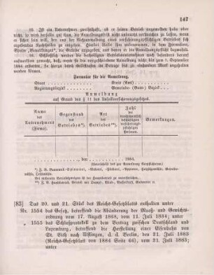 83. Das 20. und 21. Stück des Reichs-Gesetzblatts enthalten unter ...