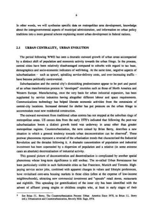 2.1 Urban centrality, urban evolution