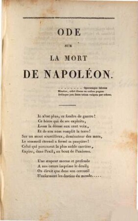 Ode sur la mort de Napoléon