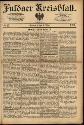 Erste Ausgabe vom Samstag, den 04. März 1893.