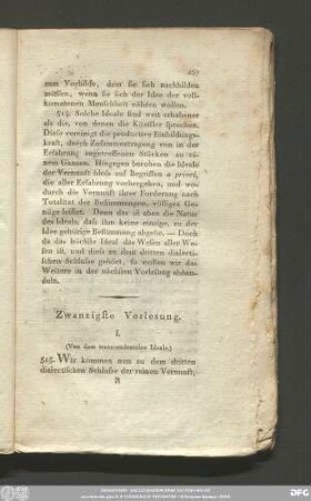 Zwanzigste Vorlesung.