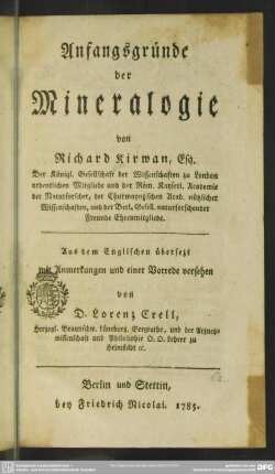 Anfangsgründe der Mineralogie
