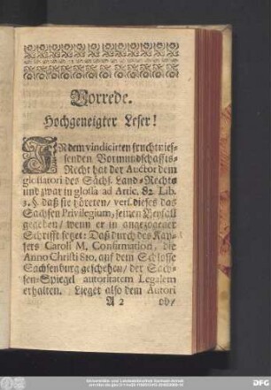 Vorrede. Hochgeneigter Leser!