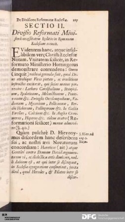 Sectio II. Divisio Reformati Ministerii necessitatem Reditûs in Romanam Ecclesiam evincit.
