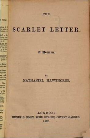 The scarlet letter : A Romance